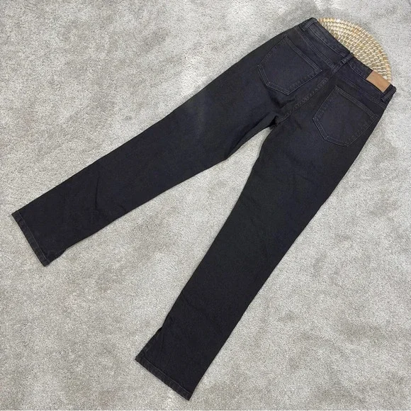 Zara Split Hem Slim Jeans Black High-Rise Full Length Straight Leg Size 6 - Picture 7 of 16